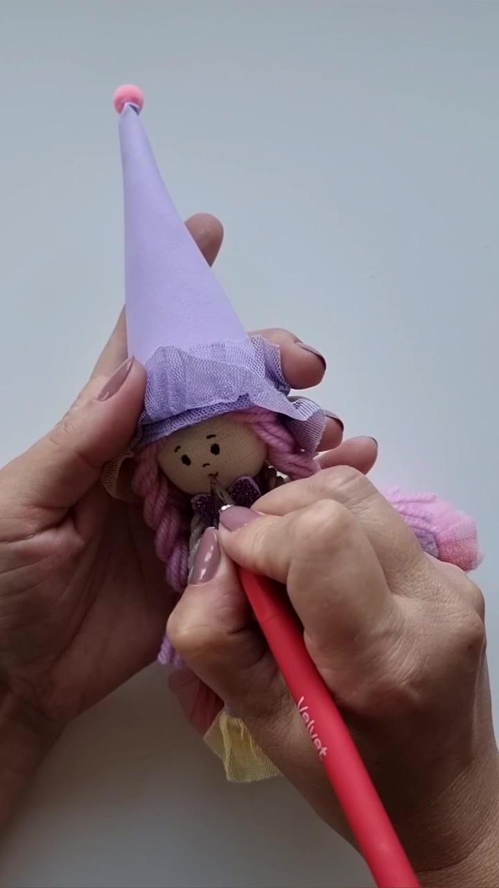 Adorable purple fairy doll in a cap | diy crafts paper flowers