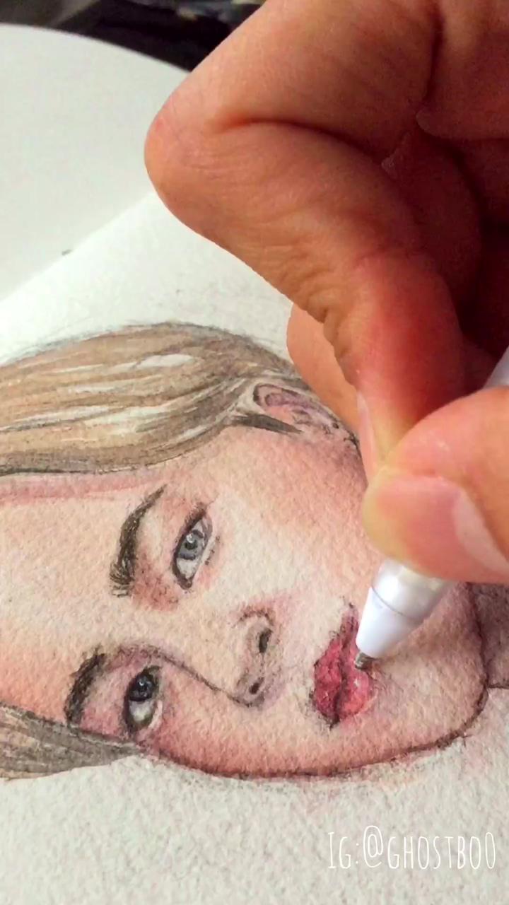 Asmr drawing | solacing #watercolor #portrait on paper