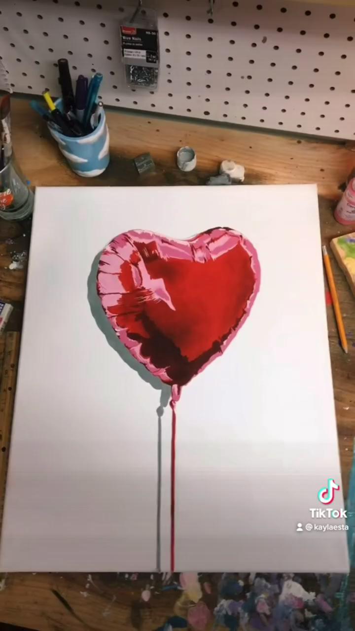 Balloon heart acrylic painting | how to draw an eye