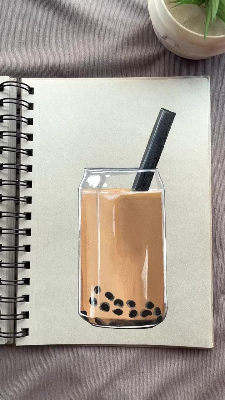 Bubble tea; cracked egg, oil painting demo
