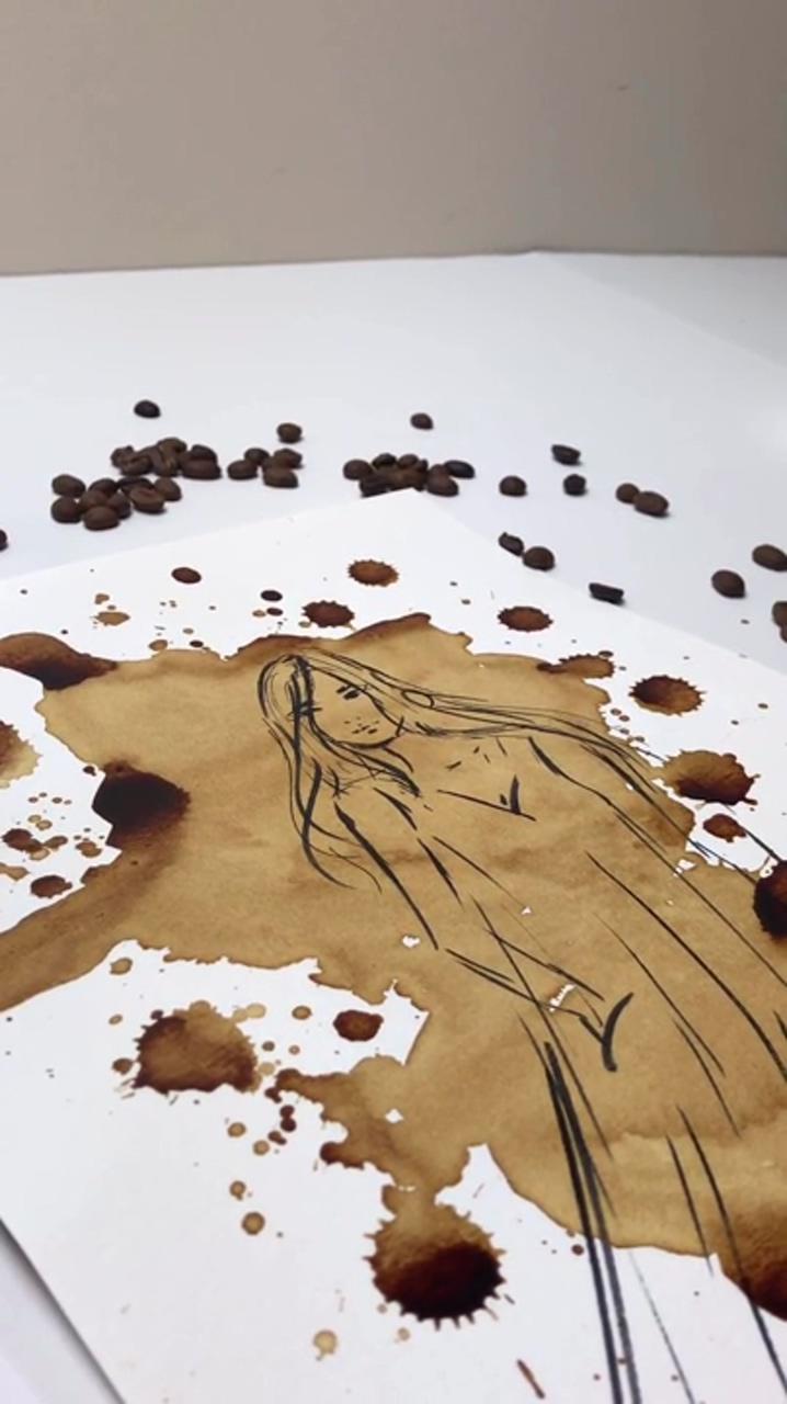Coffee art, fashion illustration | realistic eye painting