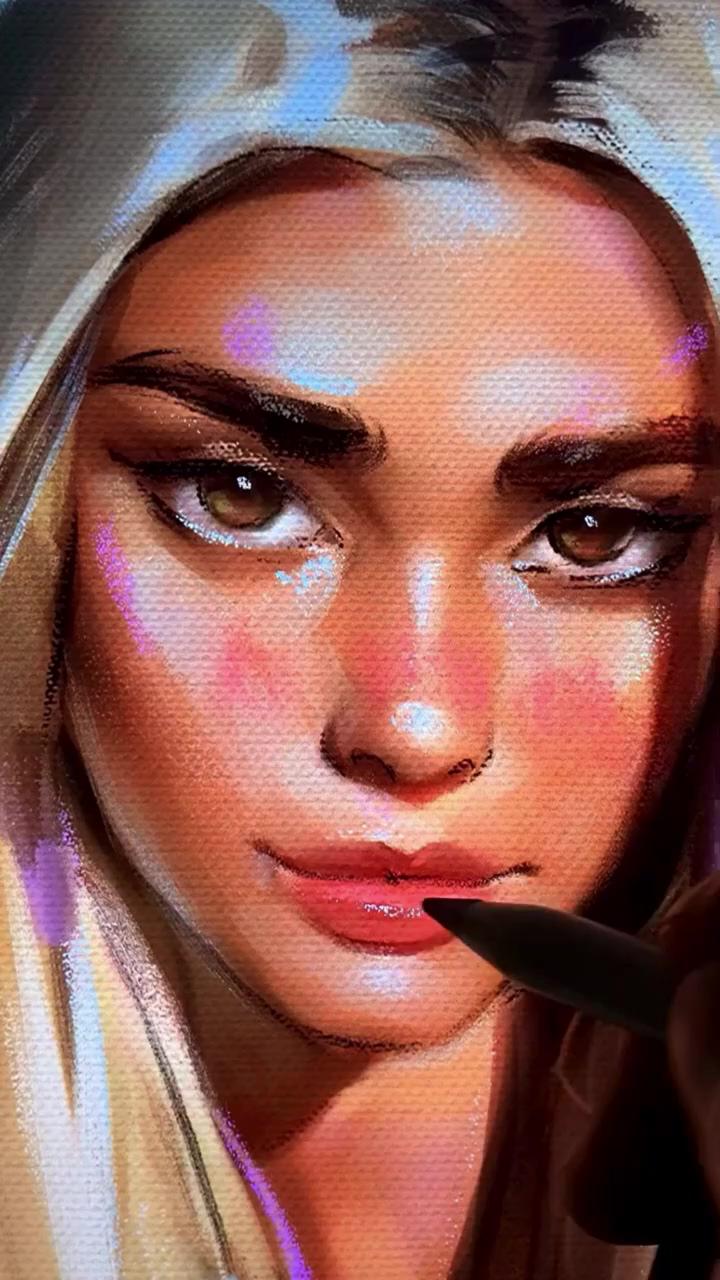Credit: avvart digital portrait with oil brushes | painting dark skin tones in watercolor