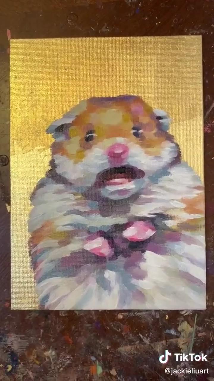 Cute hamster painting meme; painting art lesson