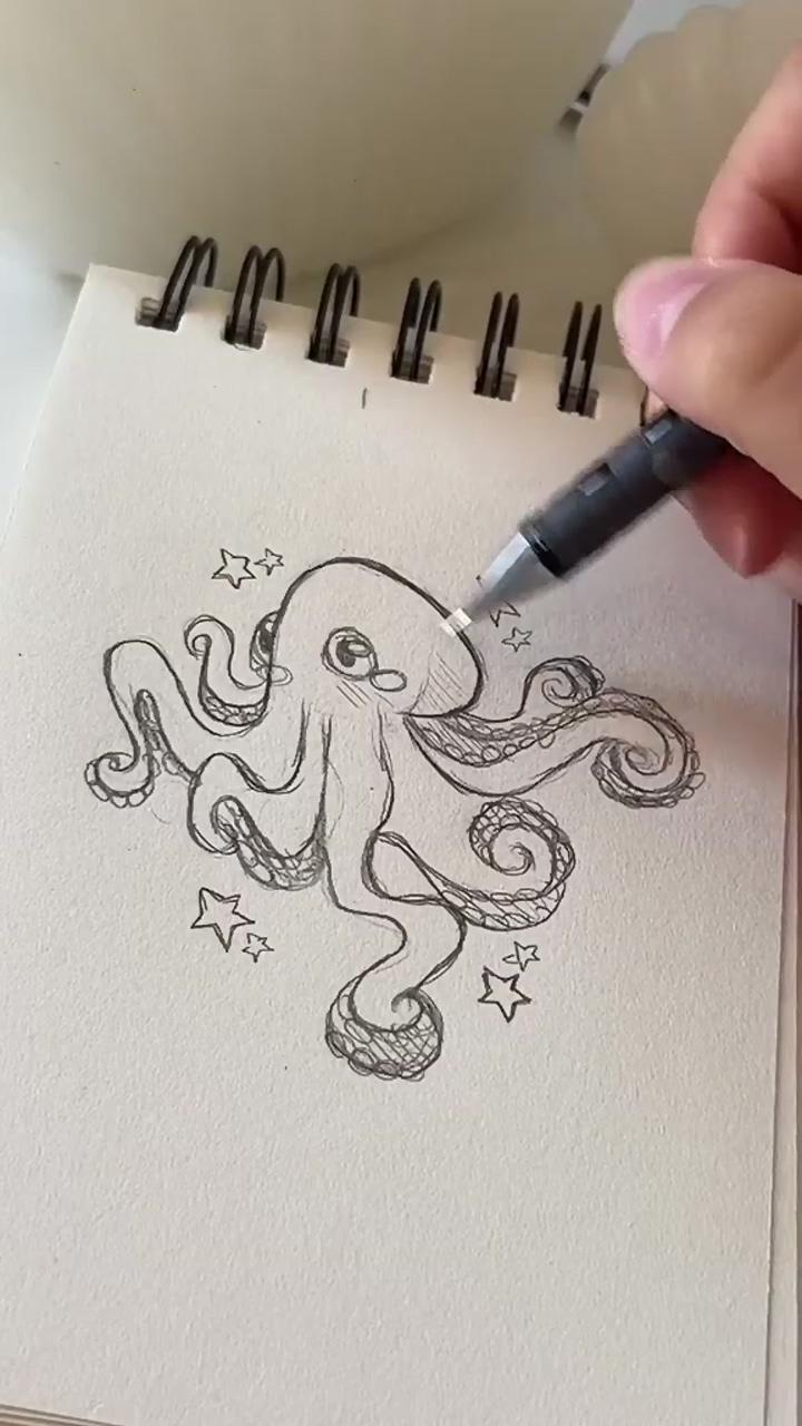 Cute octopus drawing tutorial | art tools drawing