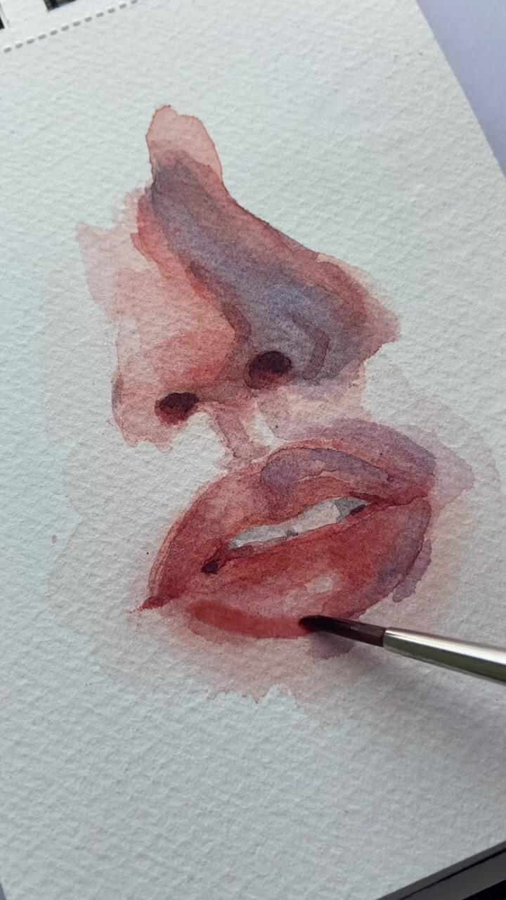 Easy lip and nose study music by summer soul - my last teen; watercolor portrait tutorial