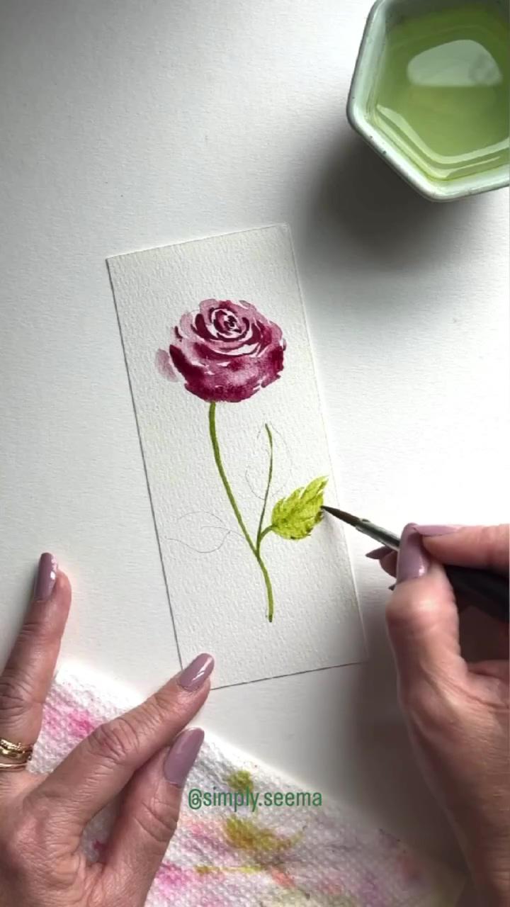 Easy rose tutorial | watercolor wildflowers, valentines card