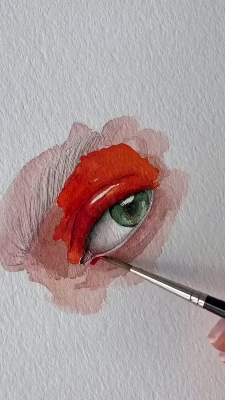 Eye painting drawing woman face portrait watercolor art; watercolor art face