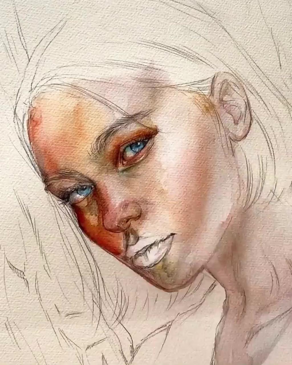 Eye watercolor painting tutorial draw paint portrait girl by lesya poplavskaya; art