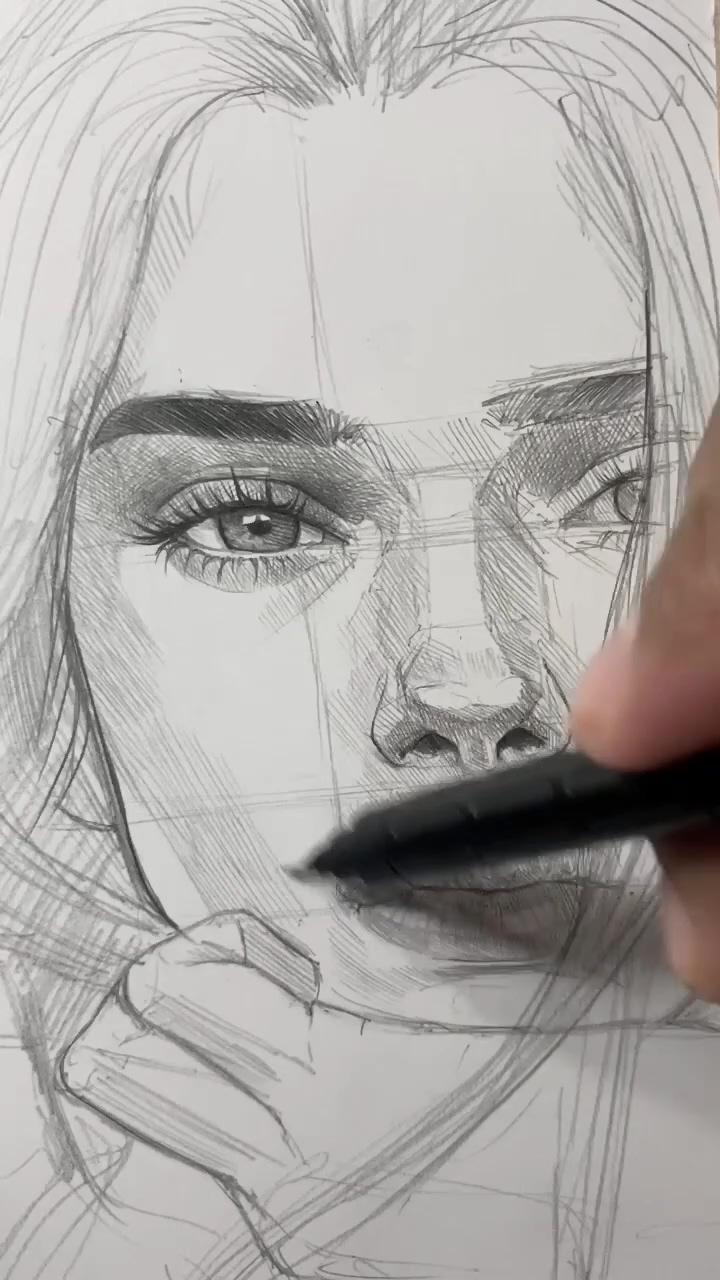 Female face portrait/sketch/drawing ideas | paint with me 
