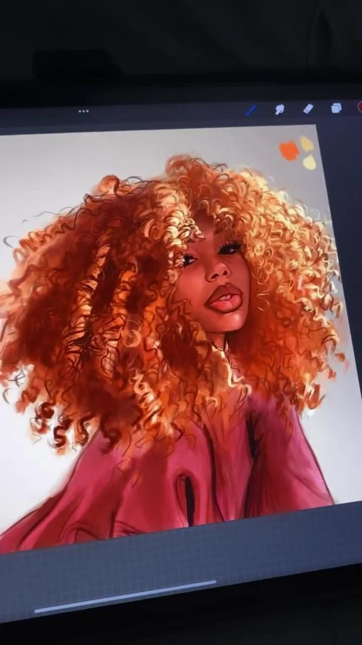 Ginger curly hair | art sketches