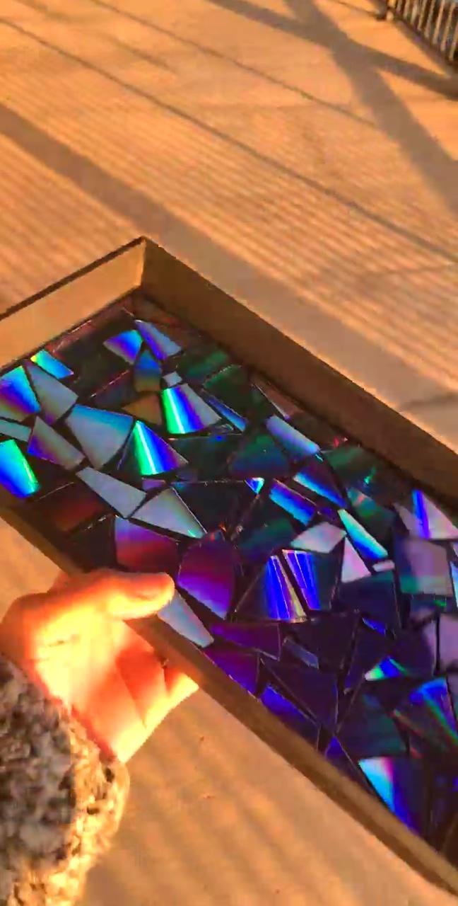 Glass shard tray; cd crafts diy
