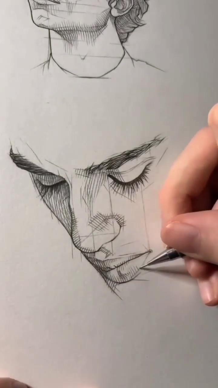 Great face drawing technique tutorial | sketching