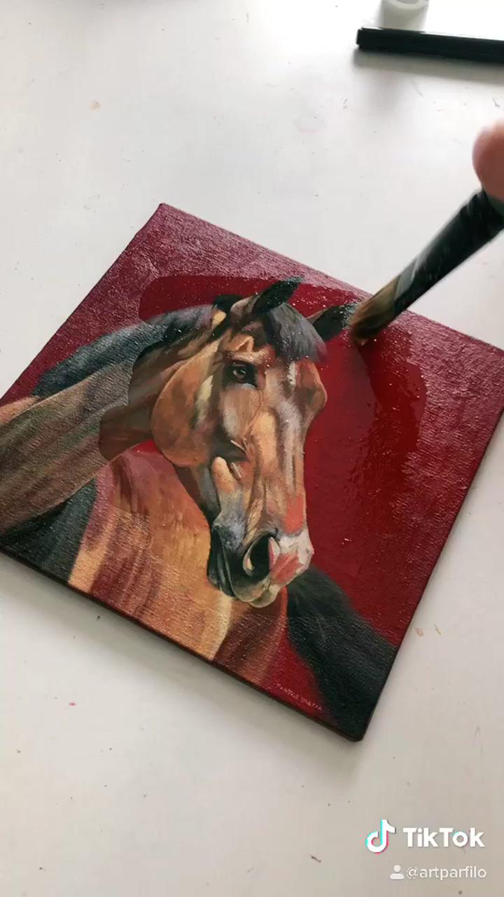 Horse portrait oil painting. varnishing | horse art drawing