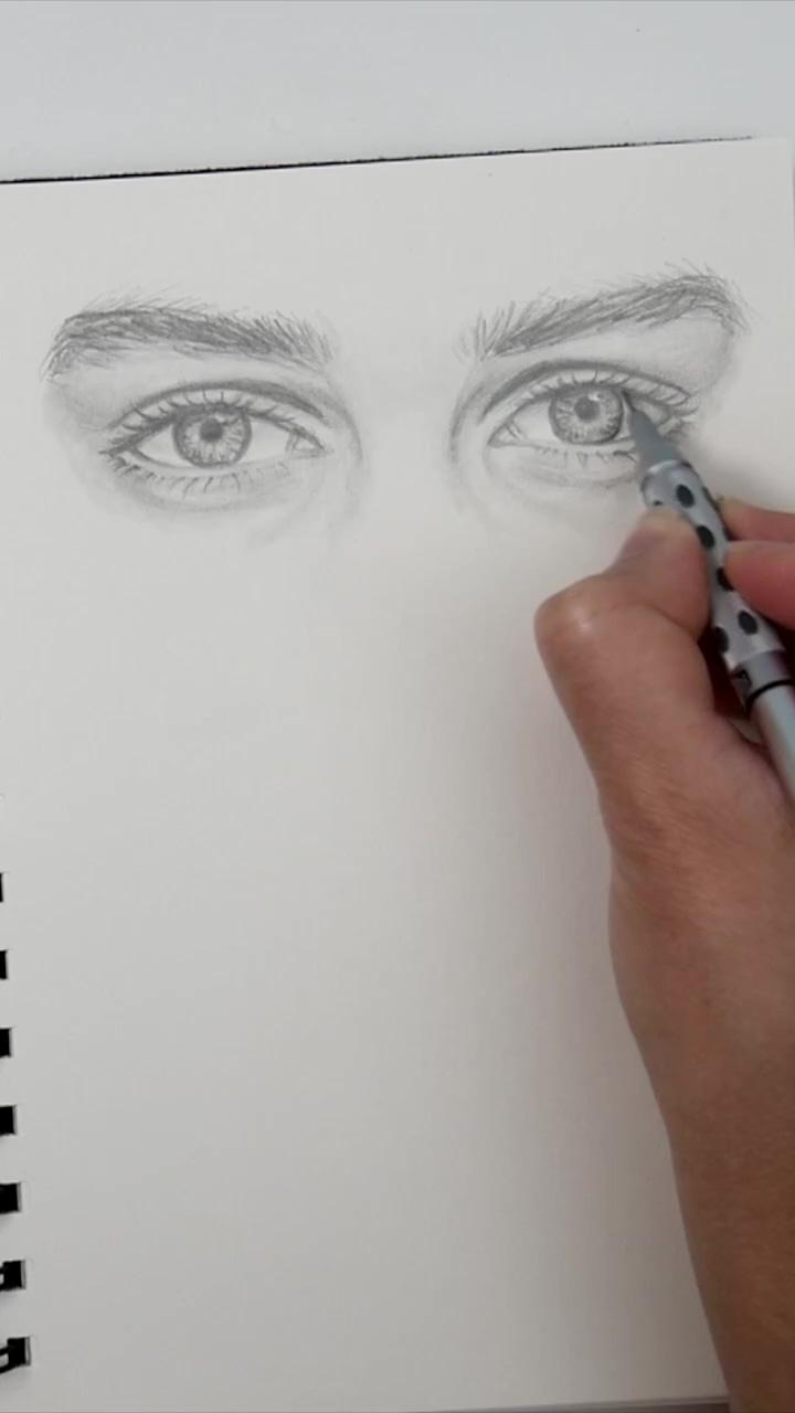 How to draw two eyes - step by step drawing tutorial; pencil drawings