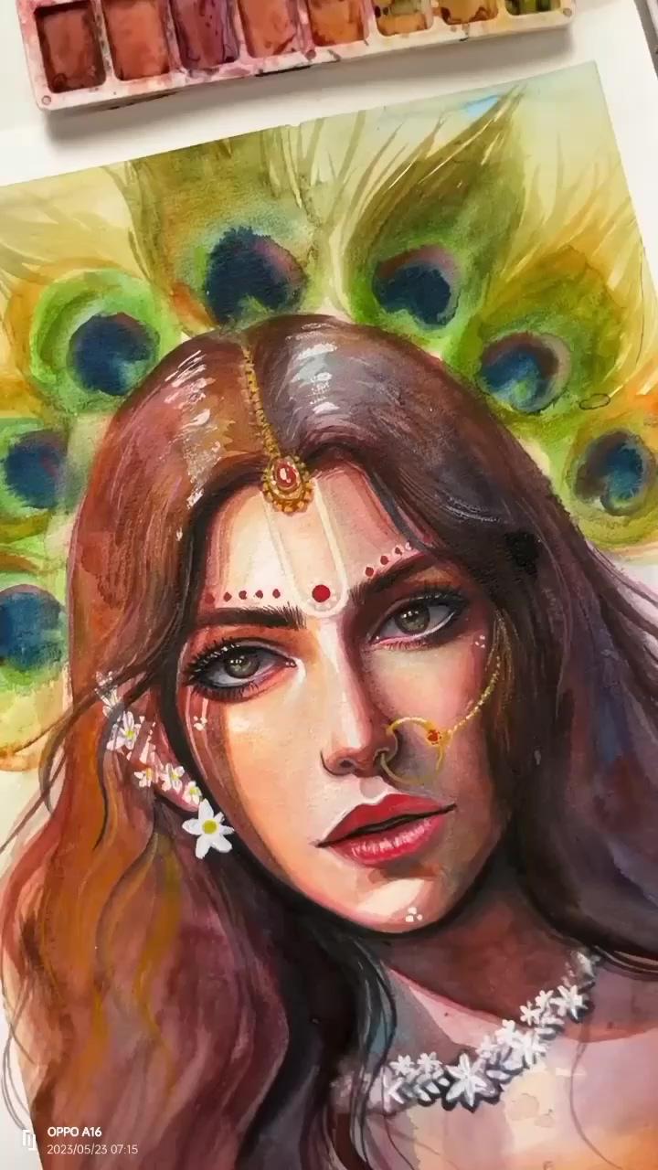 Kanha kanha when should i call. #shreeradhe; watercolor art face