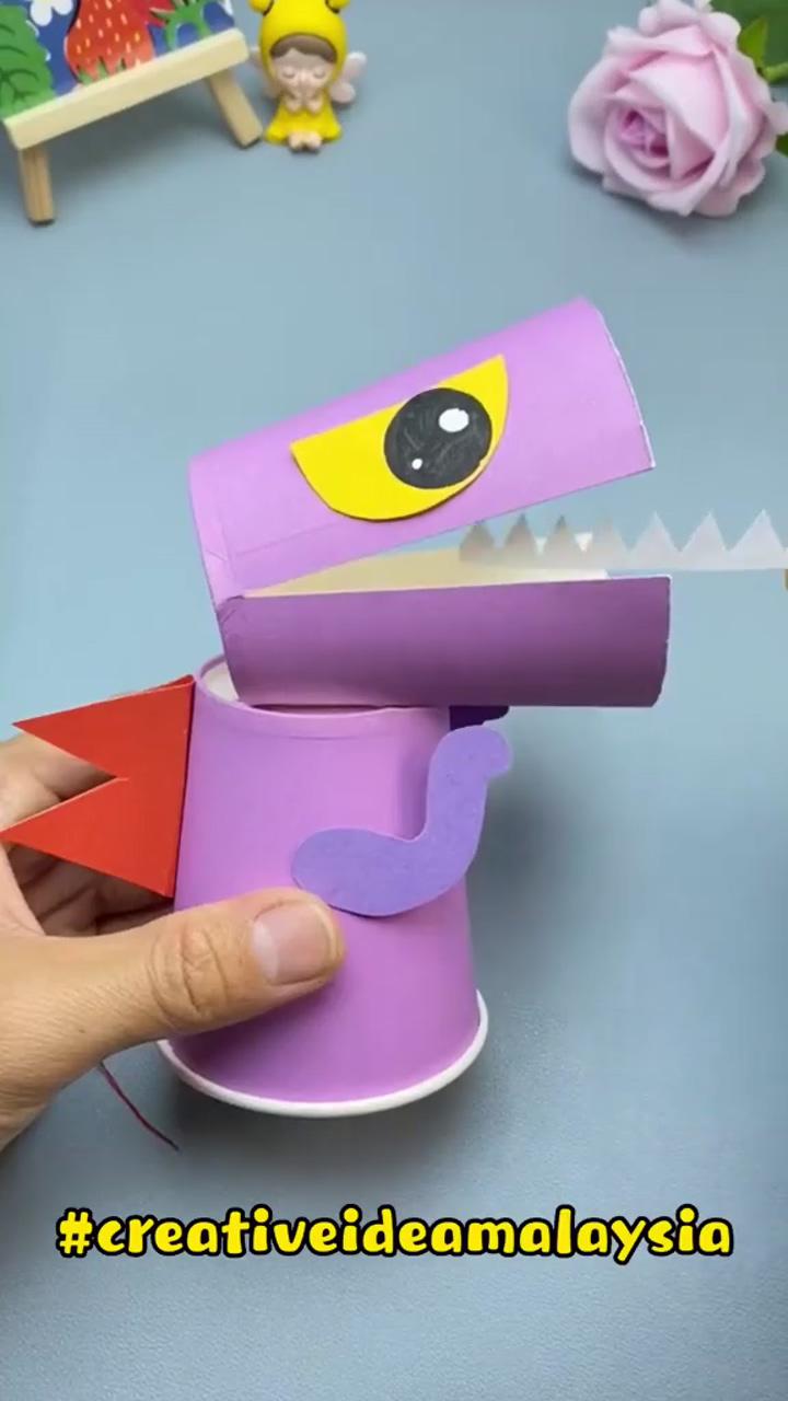 Kids craft diy dinosaur from coffee cup | diy crafts for kids easy