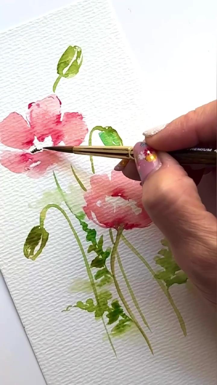 Let's paint some icelandic poppies | loose purple flowers painted with an oval petal brush from kingart