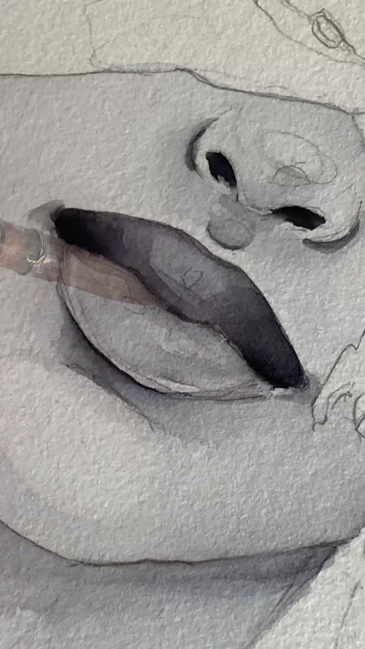 Lips using polina bright cruelty free brushes; art watercolor