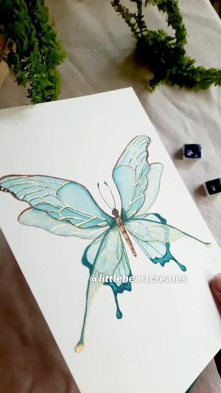  littleheartcreates; butterfly art painting