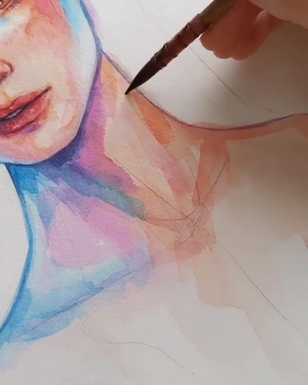 Painting drawing woman face portrait watercolor art by polarts_iv | watercolor face