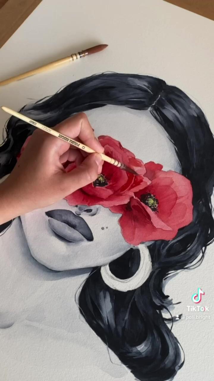 Poppy blindfolded | portrait drawing and painting techniques #streamofdreamsdesign