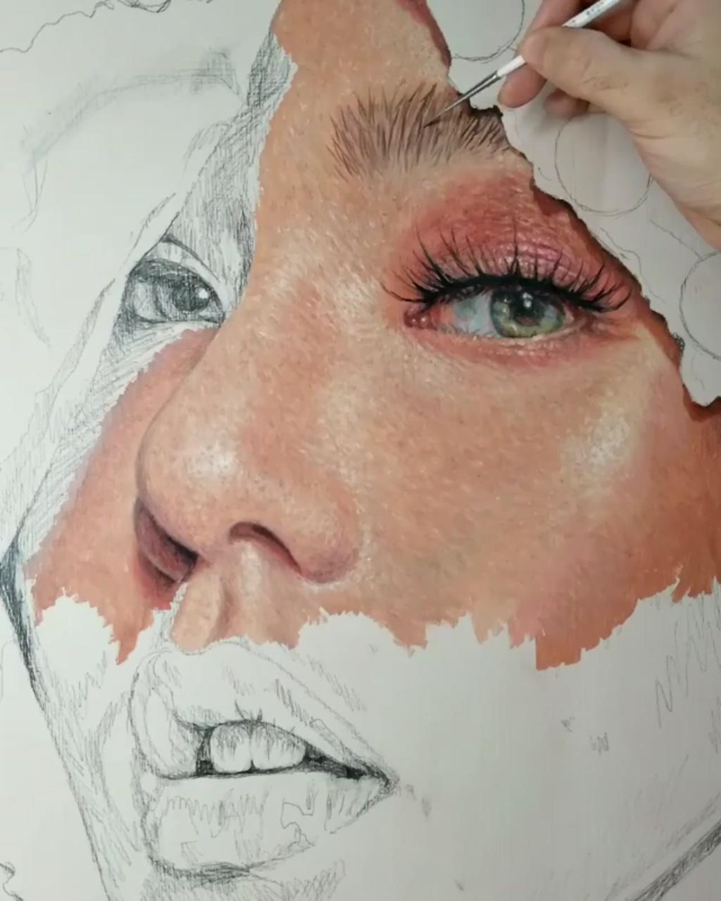 Portrait girl pencil drawing tutorial art | watercolor portrait painting