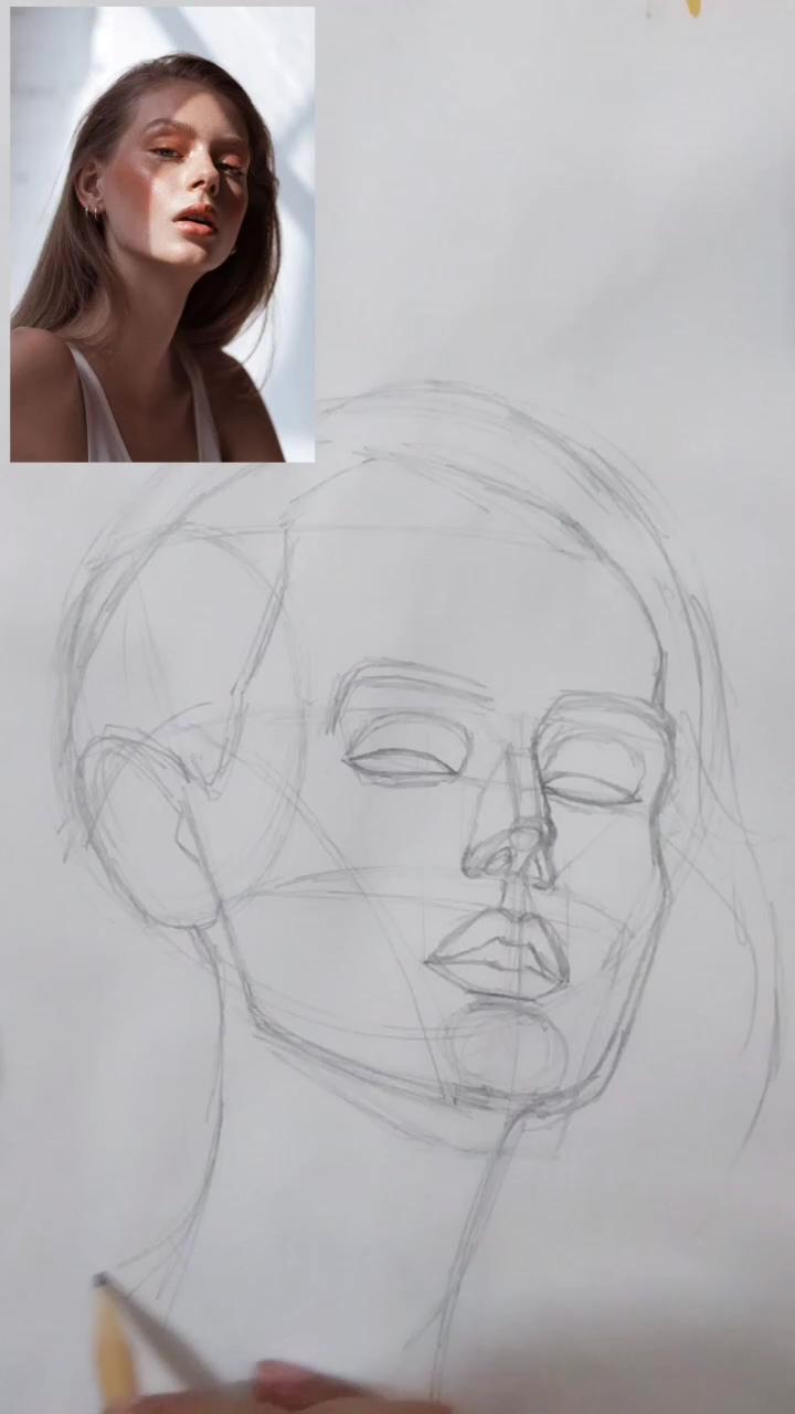 Portrait in loomis method | easy pencil hatching and cross hatching drawing tutorial ,, most creative art
