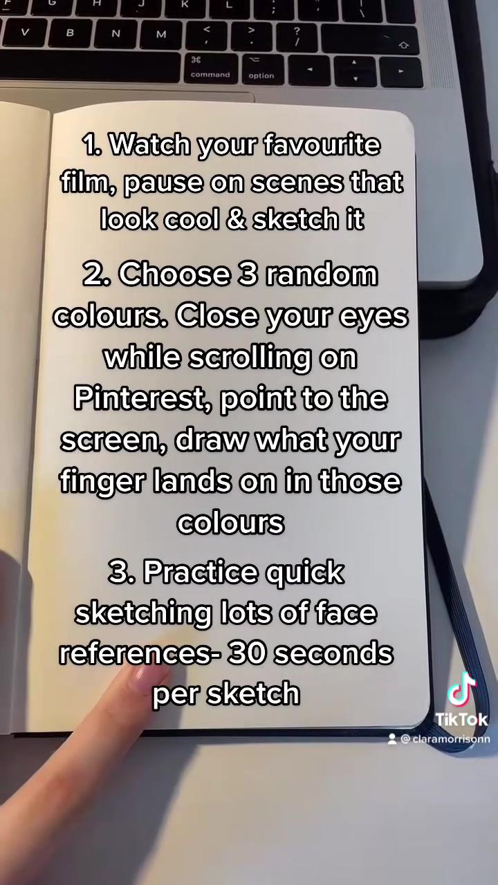Tiktok: claramorrisonn, sketchbook prompts for when you don't know what to draw / sketch | creative drawing prompts