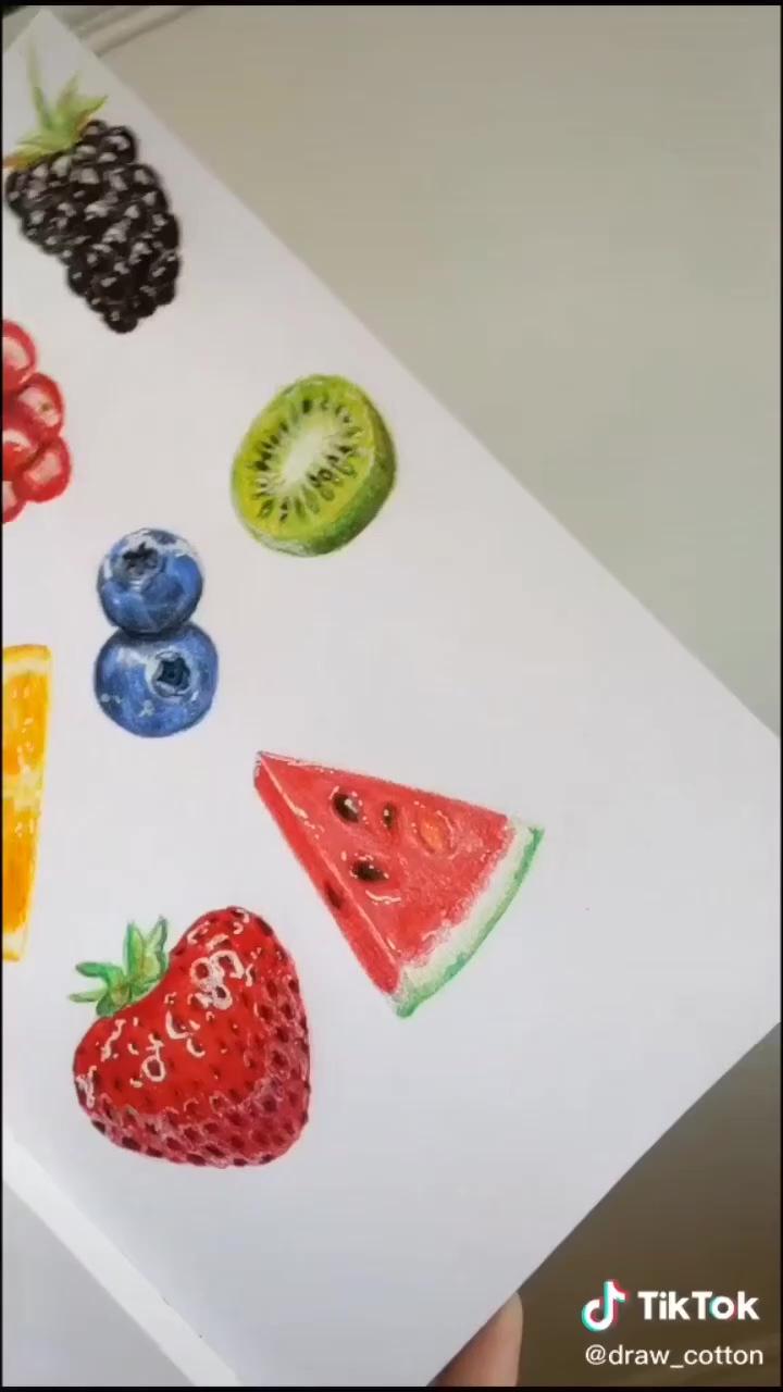 To draw watermelon and strawberry | fruit art drawings