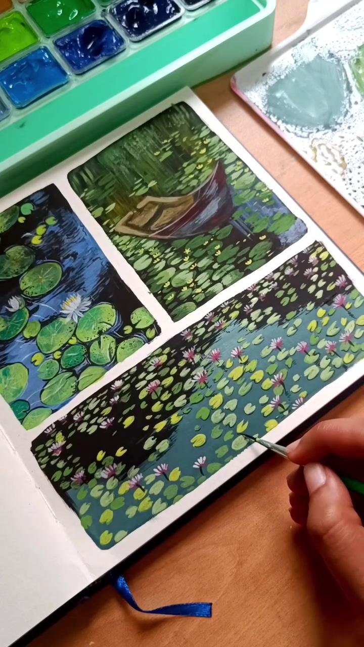 Water lily gouache painting series | sketch painting