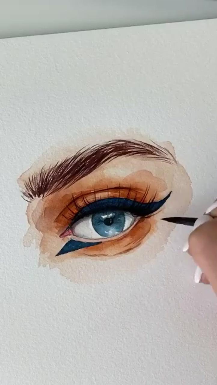 Watercolor drawing woman face portrait drawing; art tutorials watercolor