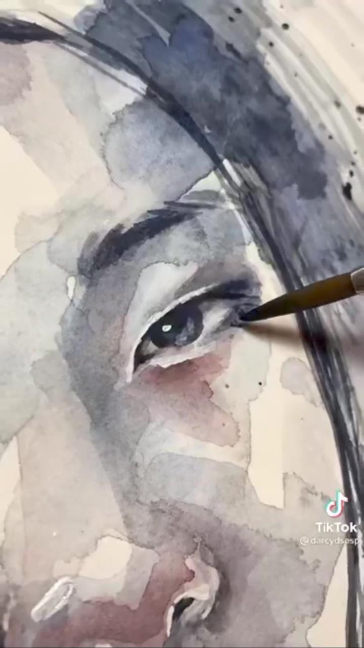 Watercolor drawing woman face portrait drawing; art inspiration painting