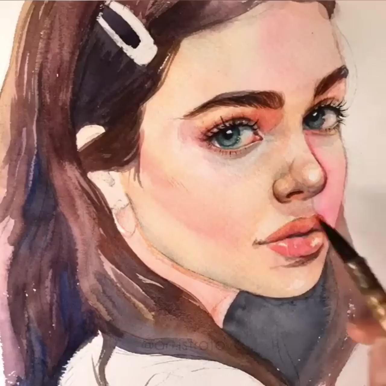 Watercolor girl painting beginners watercolor painting tutorial | watercolor portrait tutorial