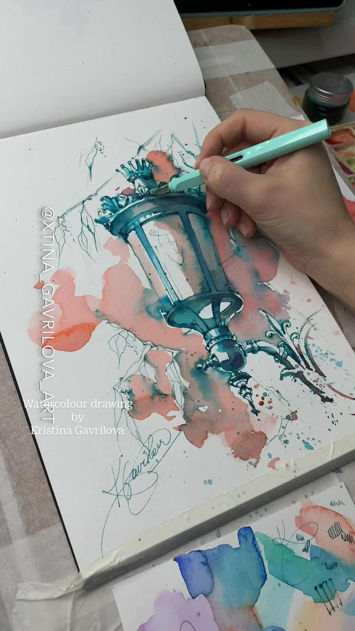 Watercolour drawing by kristina gavrilova. more video in my insta xtina_gavrilova_art | the most effortless way to paint the flower