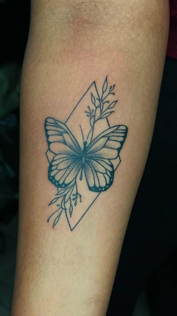 Butterfly tattoo ; tattoo in popart style, 3d tattoos, surrealistic tattoo