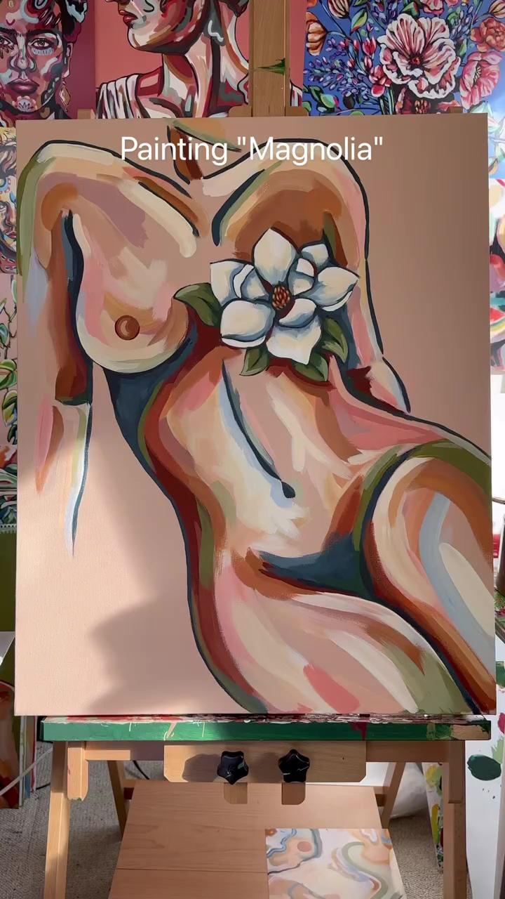 Painting "magnolia"; surreal art painting