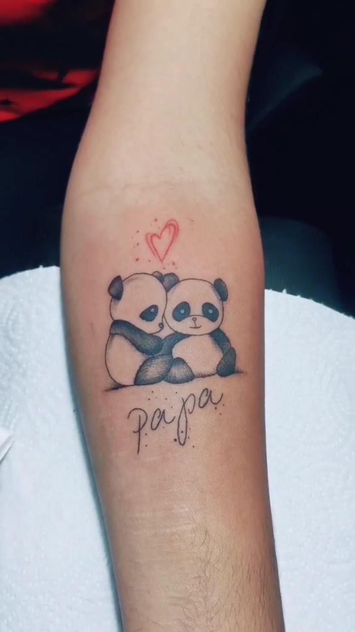 Panda tattoo for girls; paint swirl sleeve