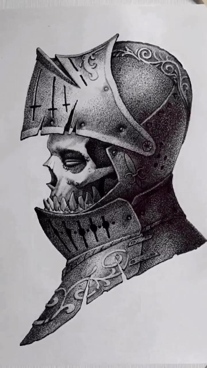 Skeleton knight tattoo pen drawing; microblading premium #sobrancelhas #microblading
