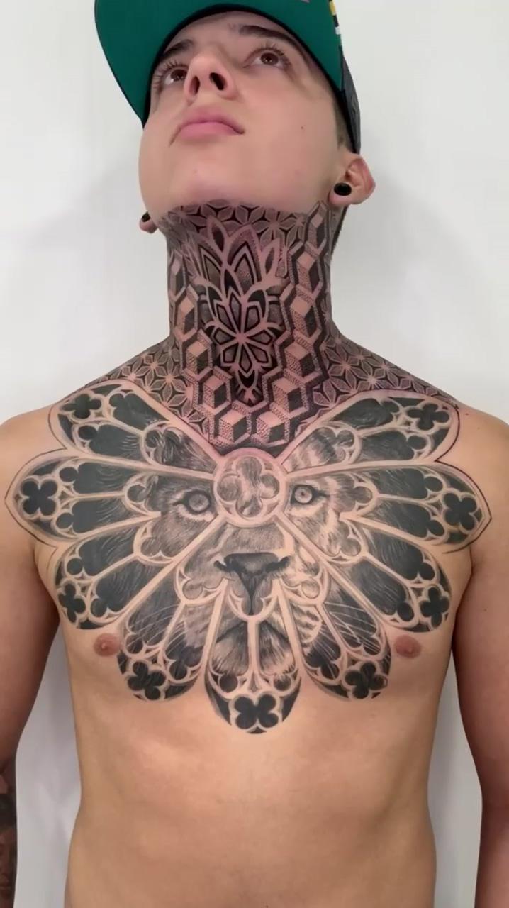 Tattoo artworks by c caio cereja; chest neck tattoo