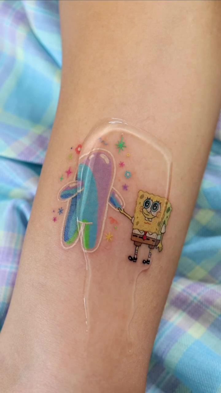 Tatuaje spongebob and bubble buddy by  saegeemtattoo; cartoon tv