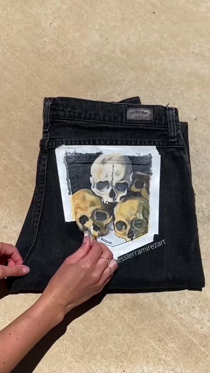 Time lapse of my skull jeans  [see tutorial]; creative crafts