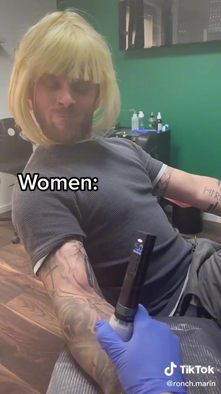 What the man tattoo vs women tattoo; funny vidos