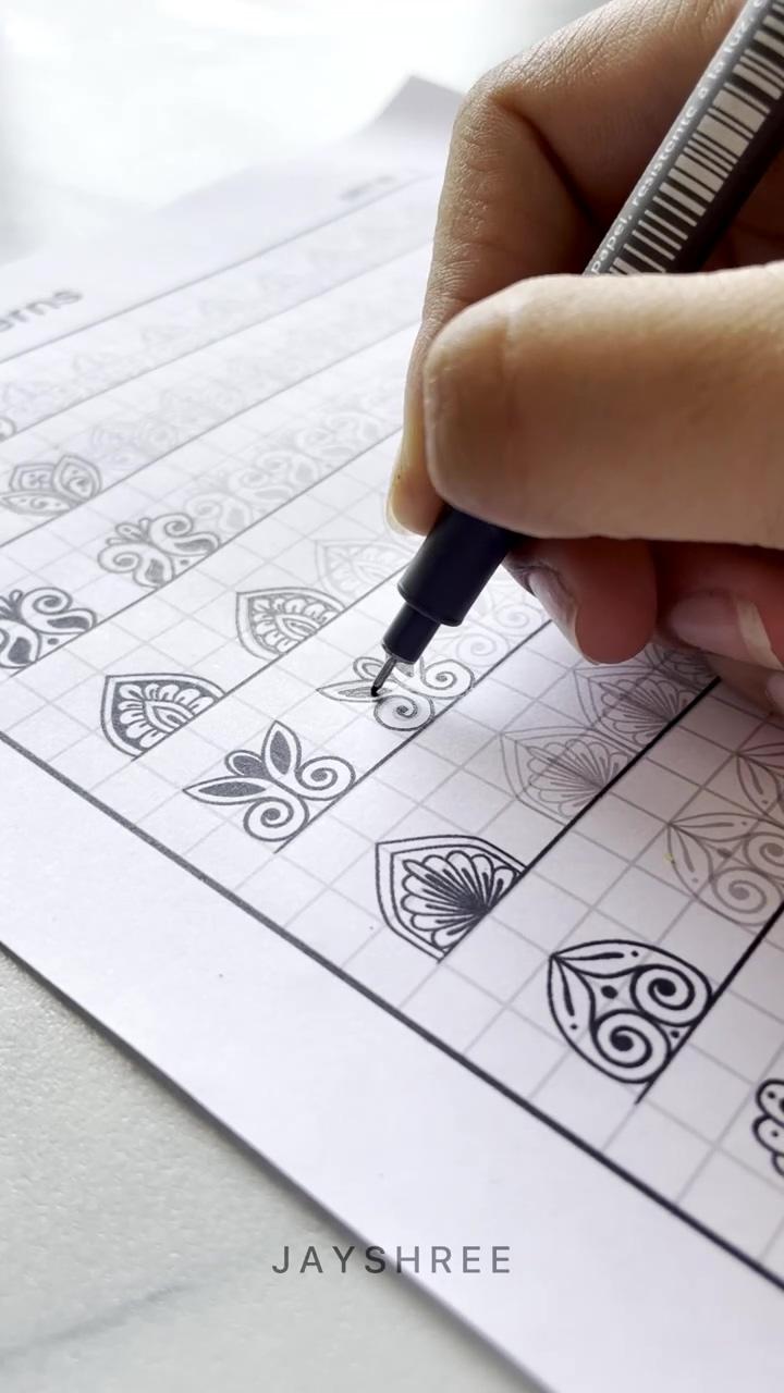 100 patterns - mandala training sheets - available on etsy; illusion art by pen, pen drawing, pencil drawing
