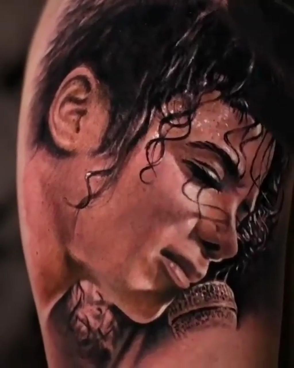 3d michael jackson portrait tattoo; 3d tattoo