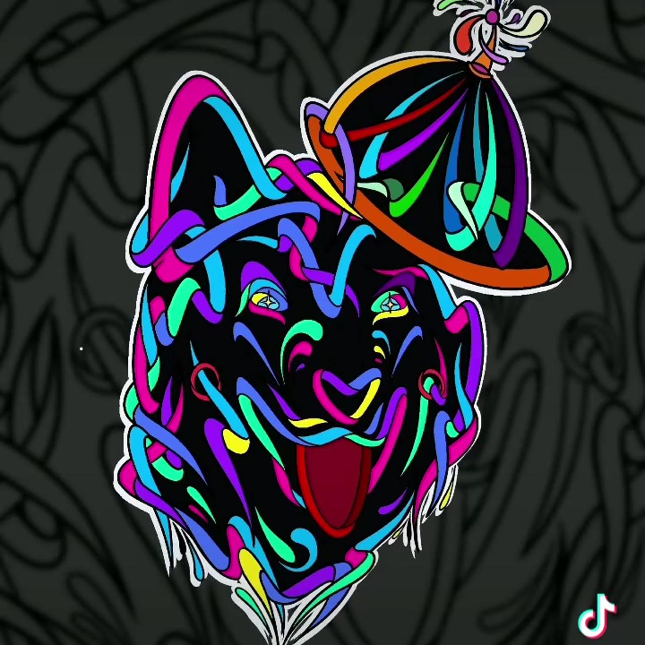 Abstract dog art illustration shoker style; abstract board mourning style design