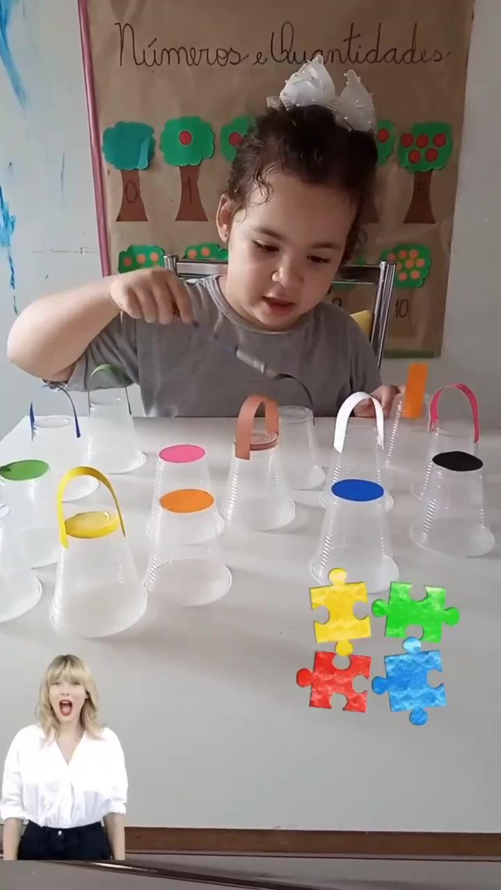 Activity idea to entertain and stimulate motor coordination, pairing, visual perception, colours; this is an amazing wall art  credit:  art. angie
