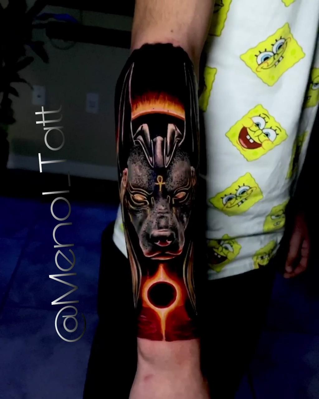 By menol tatt; egyptian tattoo sleeve