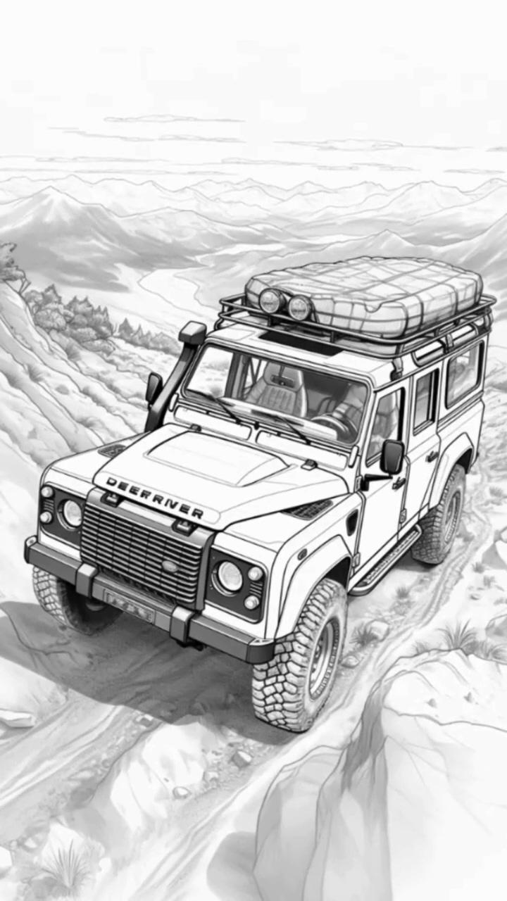 Color the trails: land rover defender coloring book awaits; screen free activities