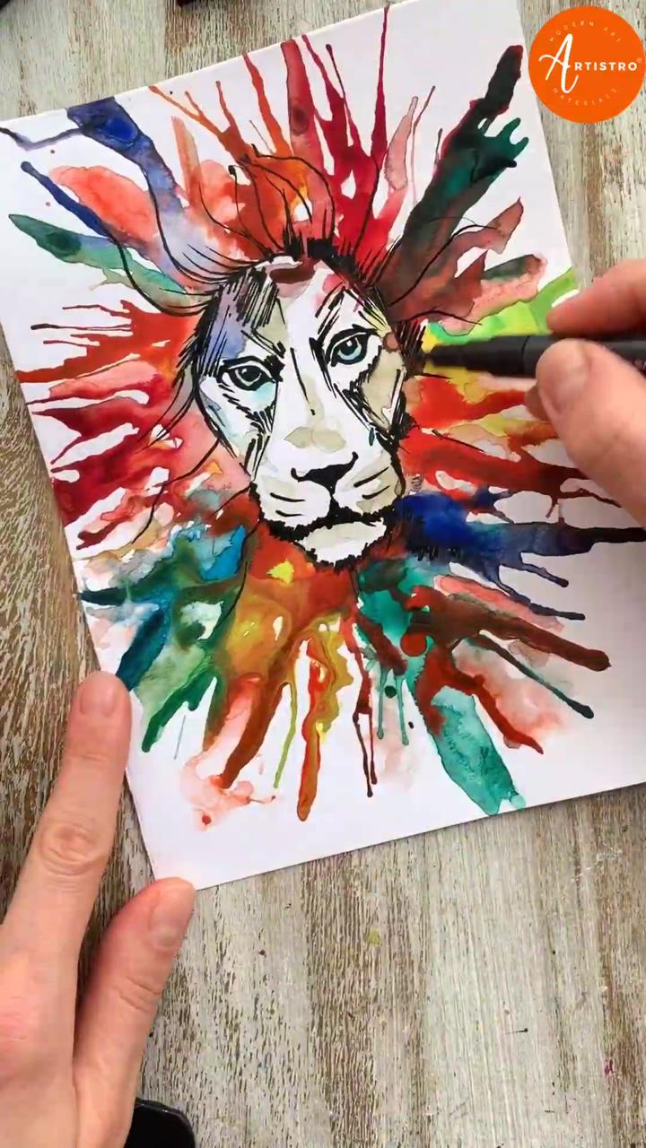 Creative lion acrylic painting; making of the resin book mark