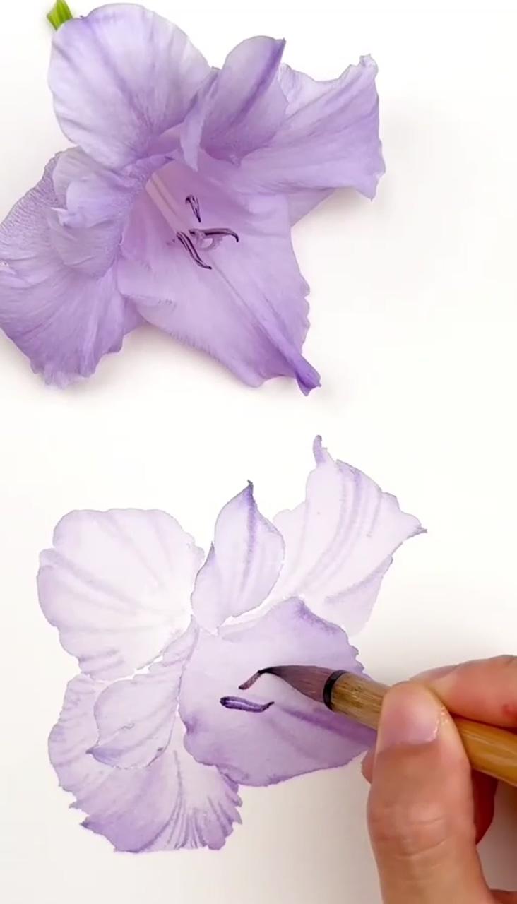 Easy flower painting; flower drawing tutorials